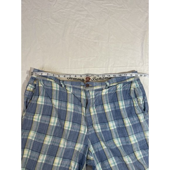 Tommy Bahama Shorts Mens 38 Blue Green Yellow  Linen Silk Blend Plaid‎ - Picture 3 of 5